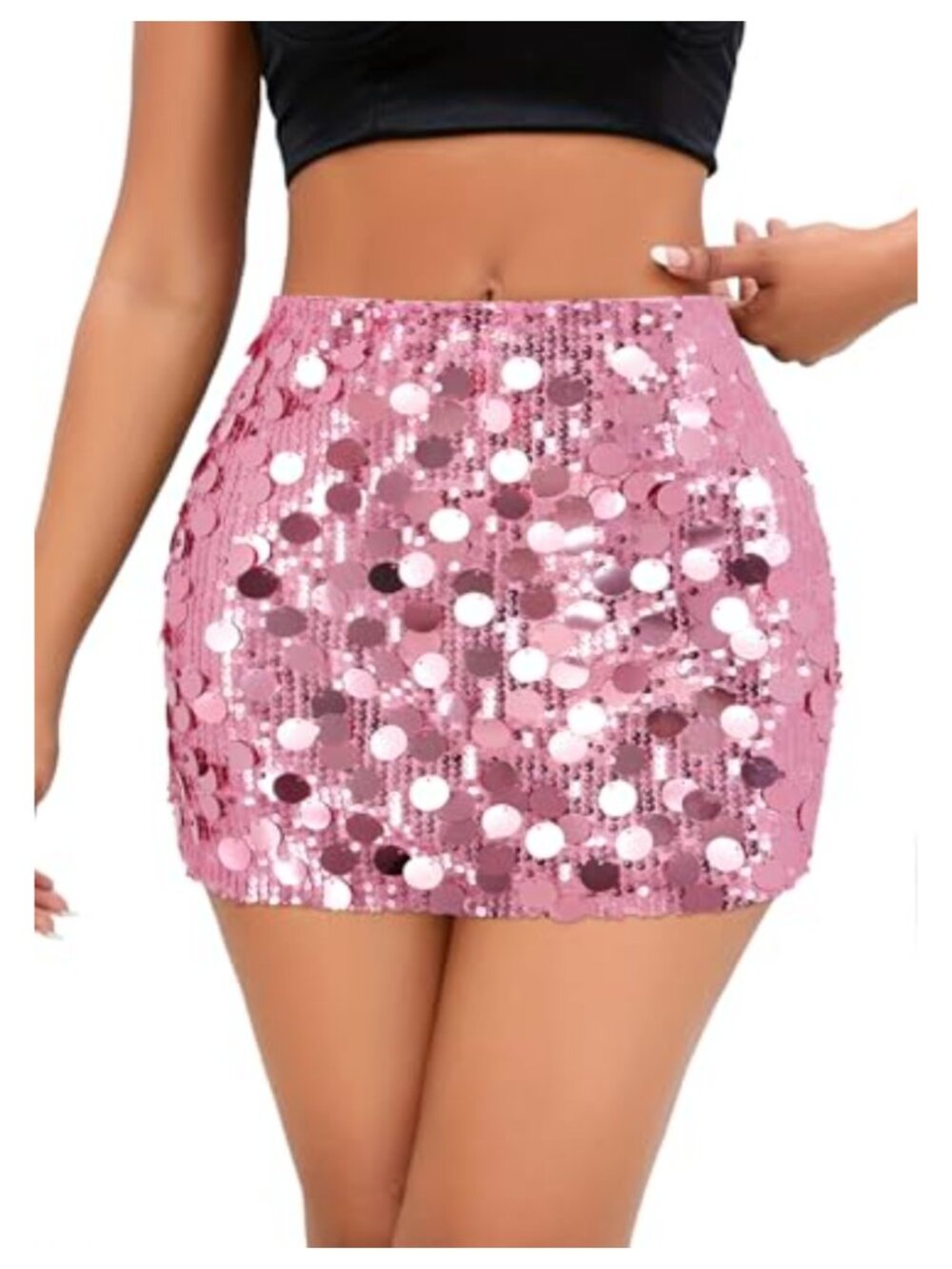 Women's Sequin Bodycon Skirt High Waist Sparkle Pencil Mini Night Out Party